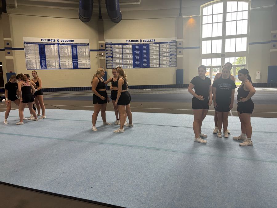 Wide view of the practice floor inside the Illinois College fieldhouse